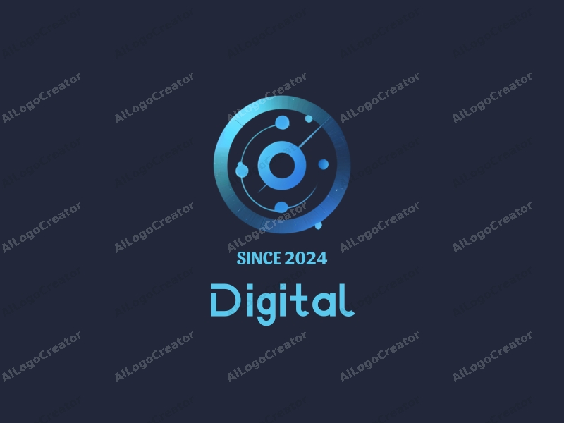 a modern minimalist design featuring digital elements like a spiral and grid, combined with a clean background in blue and black colors.