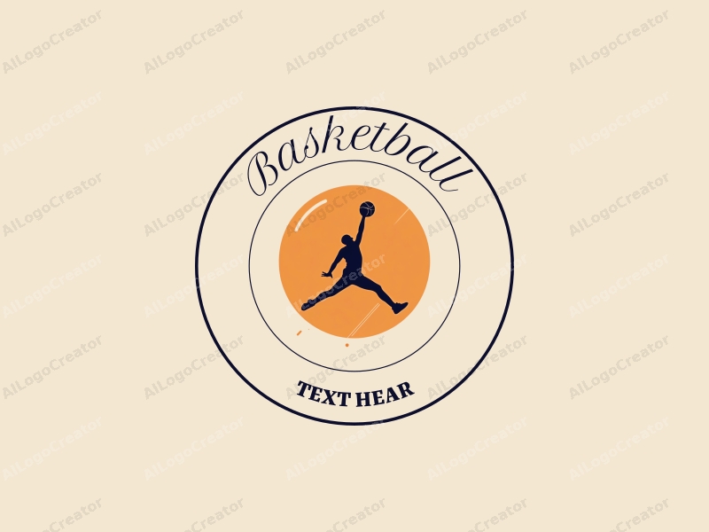 playful design features a dynamic silhouette of an athlete leaping with a basketball, incorporating a vibrant orange color scheme and a clean, energetic background.