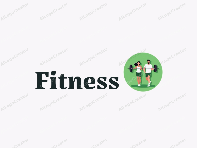 modern design features dynamic shapes representing health and fitness, a stylized family figure lifting weights, combined with a clean green background.