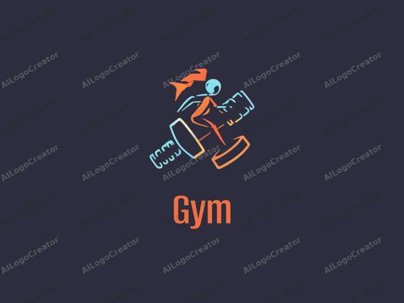 modern design features a stylized dumbbell and a dynamic runner silhouette, combined with a clean background and a harmonious layout.