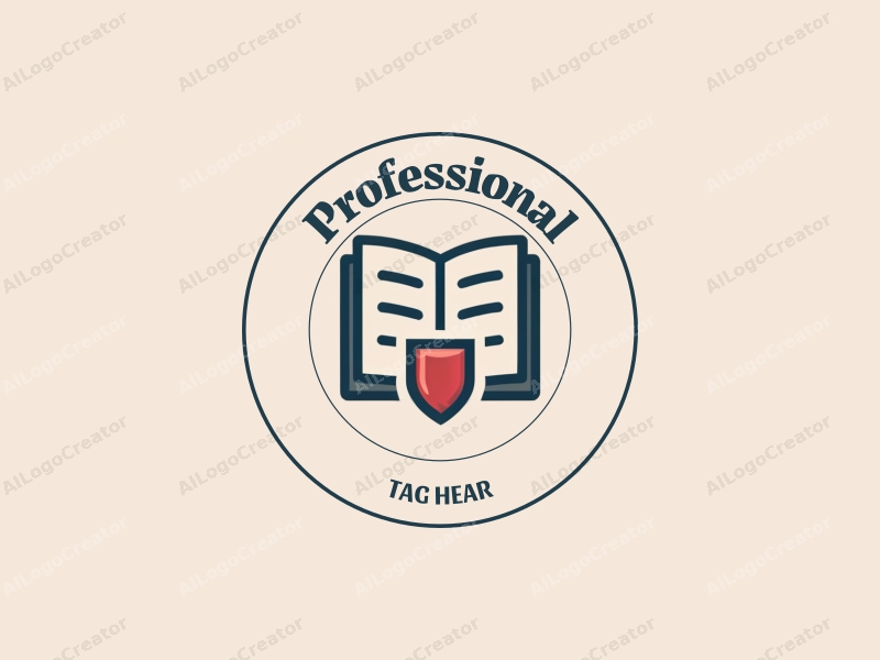 a modern minimalist design featuring a stylized book and a shield symbolizing certification, combined with a clean background that conveys trust and professionalism.