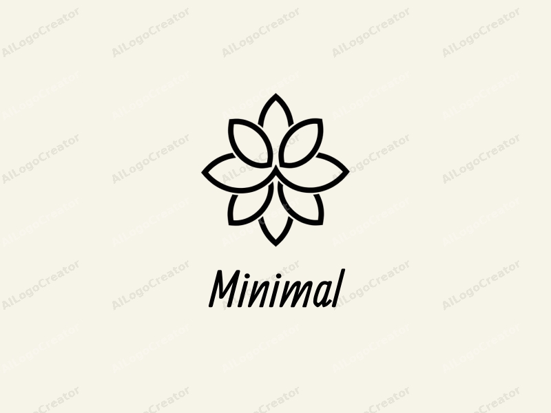 minimalist design features stylized petals and letters, combined with a tag style approach, set against a clean background.