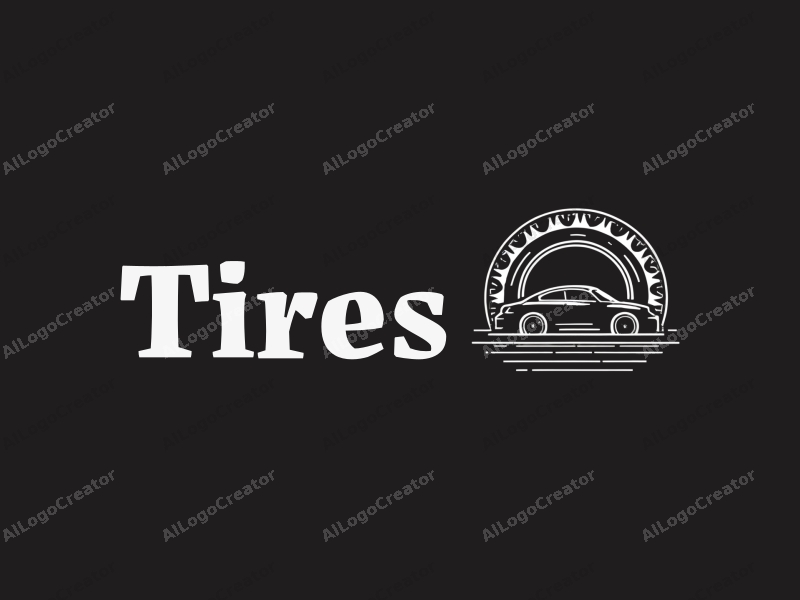 a modern industrial design featuring a stylized tire and car silhouette, combined with elements representing charity and transportation, set against a clean black background.