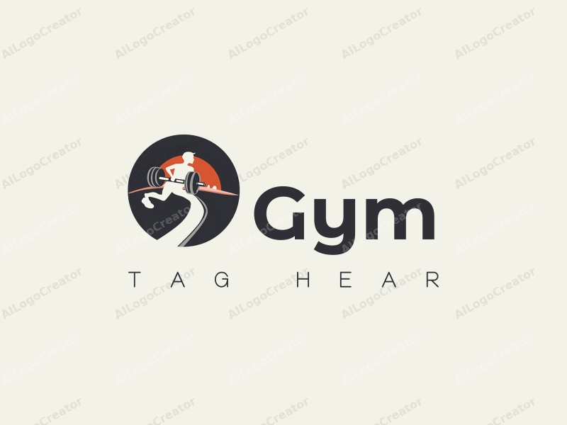 modern design features a stylized dumbbell and a dynamic runner silhouette, combined with a clean background and a harmonious layout.