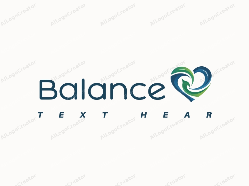 a modern design featuring a stylized heart symbol intertwined with dynamic sports elements, emphasizing balance and harmony, using a clean background with blue and green tones.