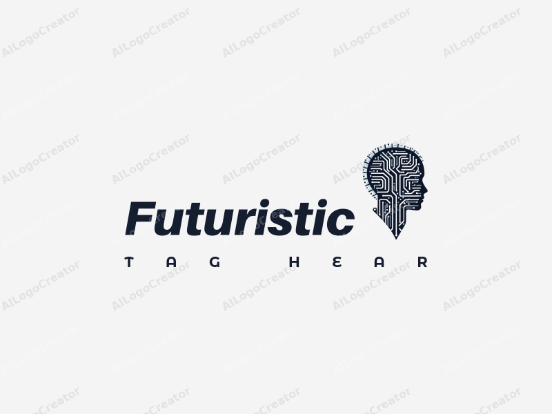 futuristic design features a sleek robot silhouette intertwined with circuit patterns, utilizing a modern and technological approach combined with a clean background.