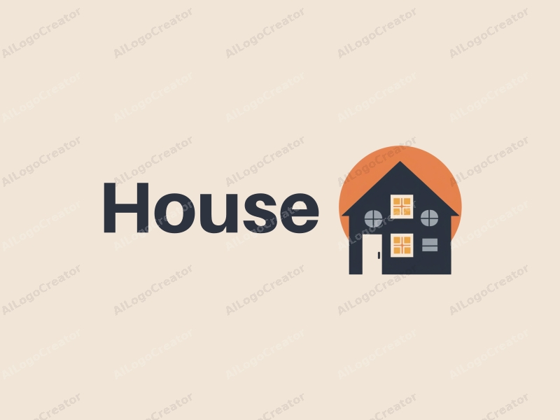 modern design features a stylized house and building silhouette, combined with a theater and stage element, using a clean background and a harmonious composition.