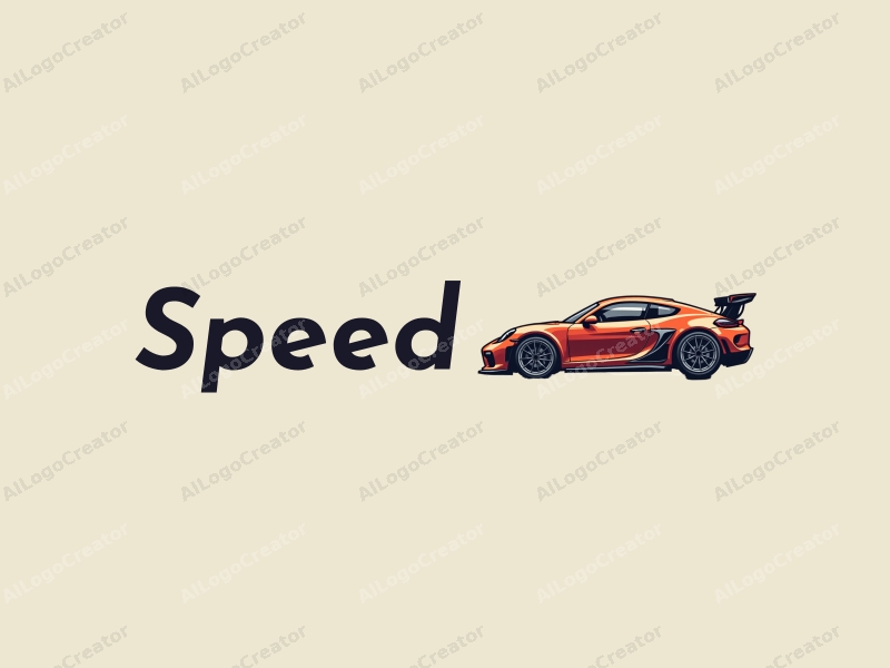 a modern design featuring dynamic lines representing speed, a stylized racing car silhouette, and an abstract engine shape, combined with a clean background.