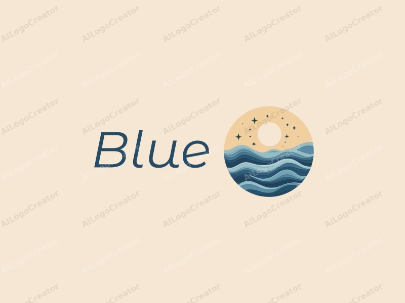 minimalist design features stylized ocean waves and a clear sky with stars, combined with a clean background.