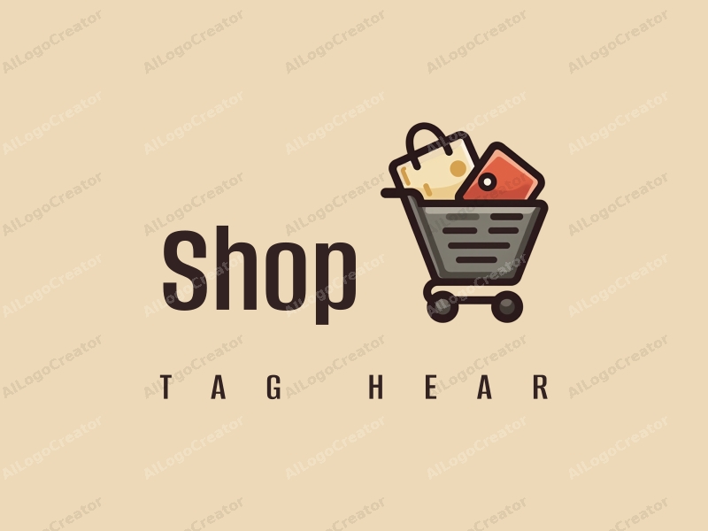 modern design features a stylized shop silhouette, a shopping cart, and a wallet, combined with a clean background.