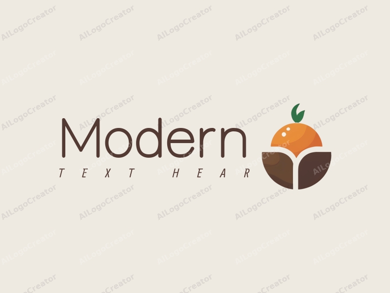 minimalist design features simple geometric shapes representing fruit and chocolate, combined with an innovative tag style, set against a clean white and gray background.