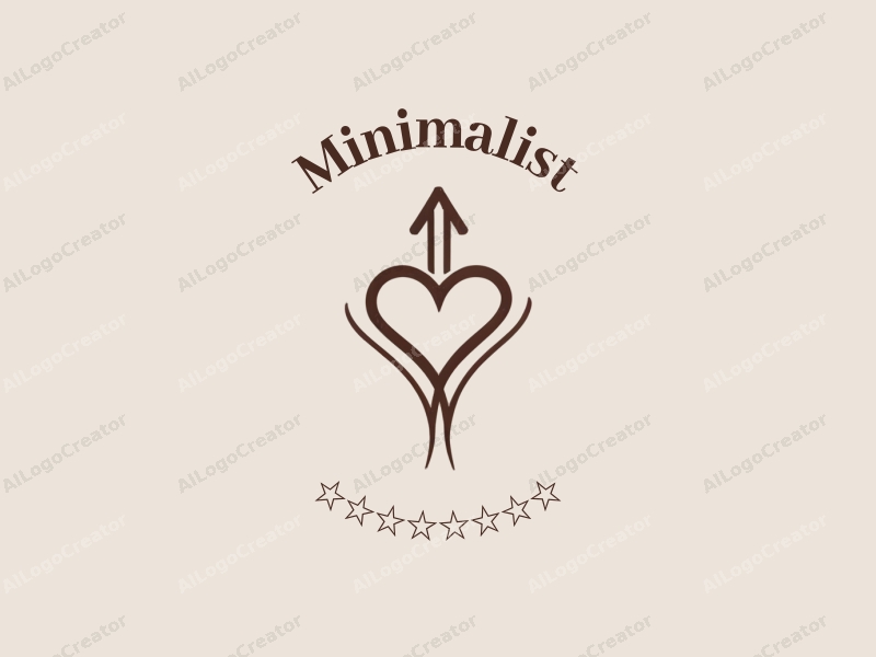 minimalist design features a stylized heart symbol intertwined with an upward arrow, representing health and growth, combined with clean lines and a simple background.