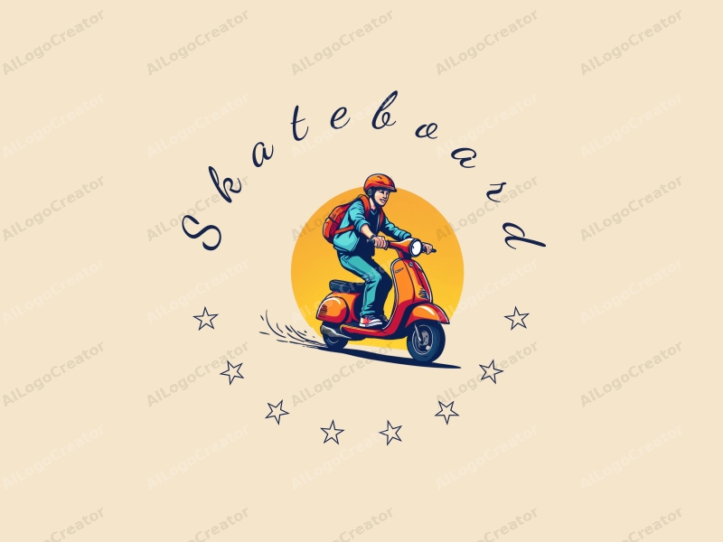 playful design features a vibrant skateboard and scooter in motion, incorporating dynamic elements with a clean background.