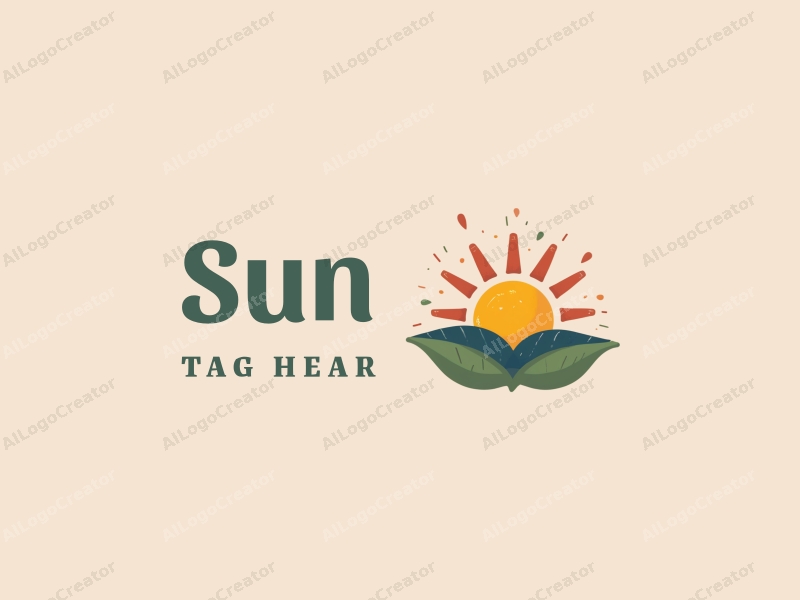 playful design features a stylized sun with rays, vibrant sunlight filtering through playful leaves, combined with a clean background.