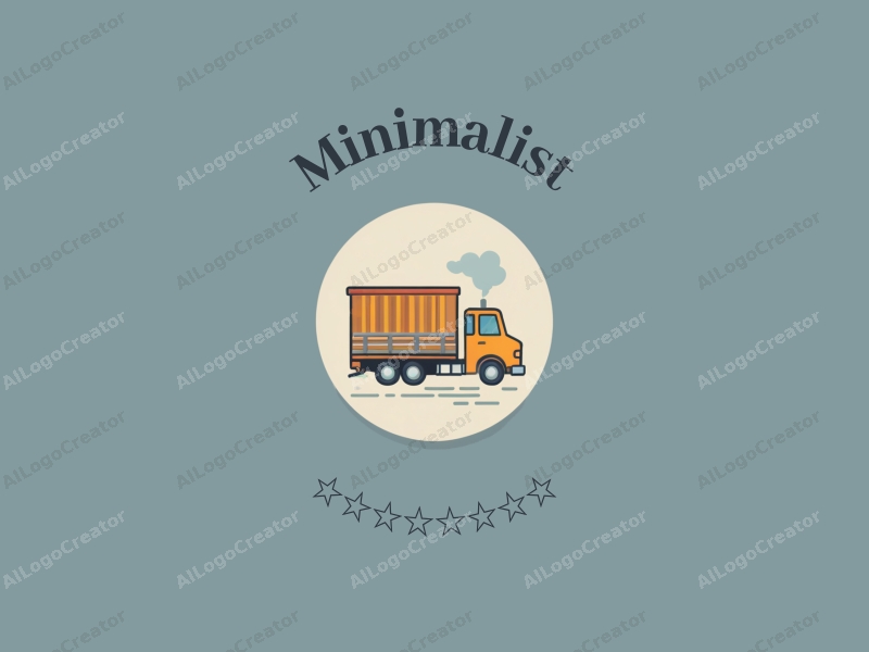 minimalist design features simple lines, a stylized shipping container, and a coffee cup combined with a label style approach on a clean background.