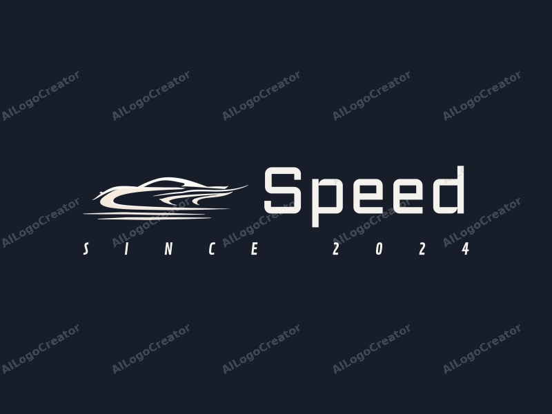 a modern design featuring dynamic lines representing speed, a stylized racing car silhouette, and an abstract engine shape, combined with a clean background.