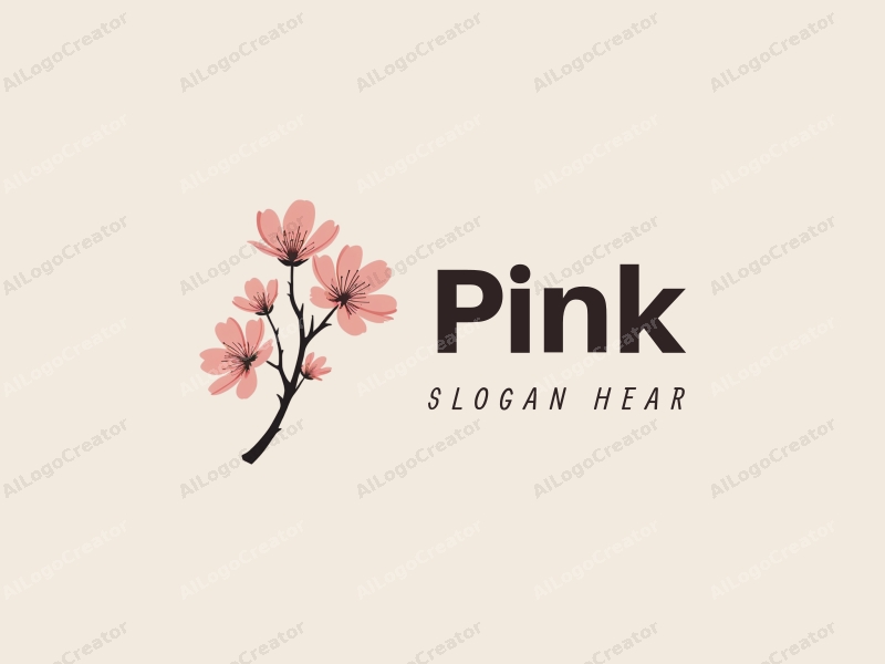 minimalist design features delicate cherry blossoms with soft pink petals on a clean canvas background, emphasizing simplicity and elegance.