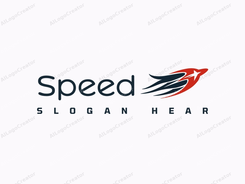 a modern design featuring dynamic lines representing speed, a stylized engine silhouette, and elements of flight, combined with a clean background.