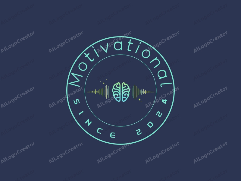 modern design features sound waves and mind imagery, symbolizing motivation and encouragement, combined with a clean background in blue and green colors.