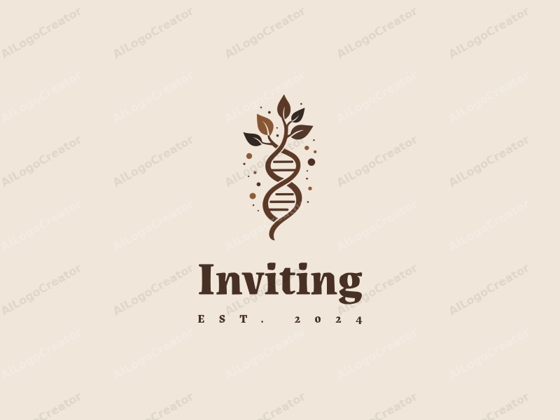 playful design features a stylized DNA helix intertwined with leaves, symbolizing growth and welcome, combined with warm tones and a clean background.