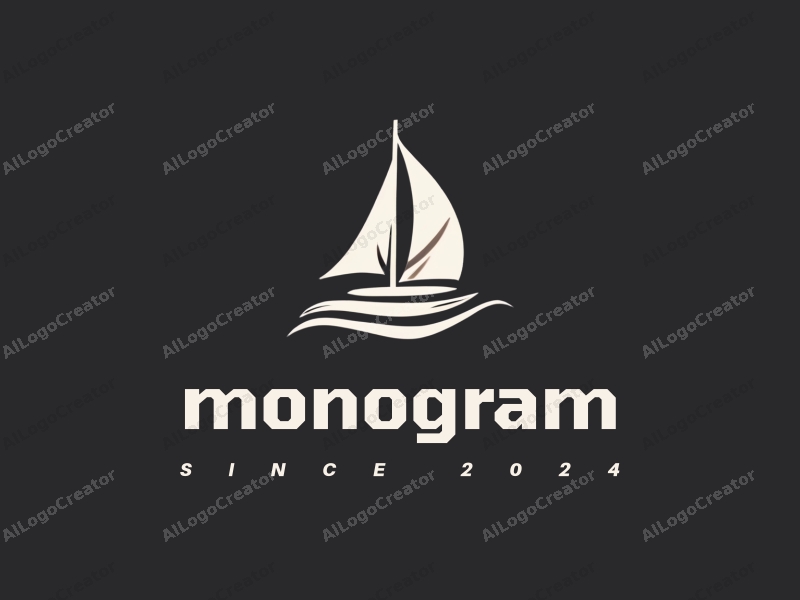 a modern design featuring stylized letters and a sail, combined with elements of surfing, set against a clean black background.