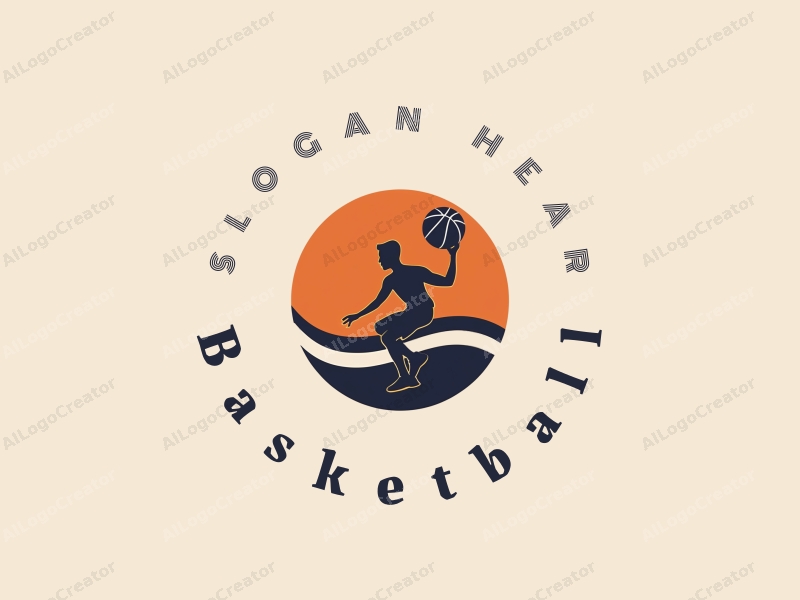 playful design features a stylized basketball and an athlete in motion, combined with a clean background.