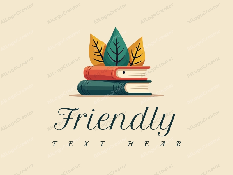 playful design features friendly leaves and books, combined with a clean background, emphasizing friendship and education.