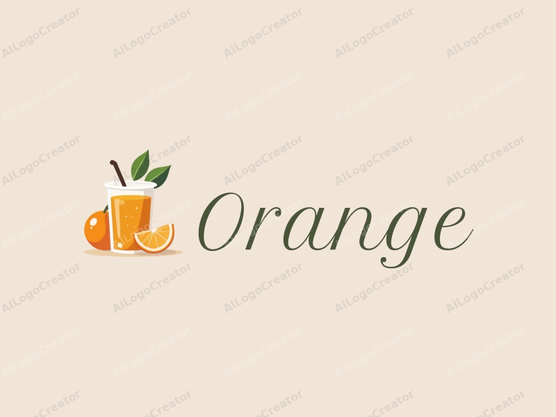 playful design features a vibrant orange, a stylized juice cup, and a slice of orange, combined with a clean background.