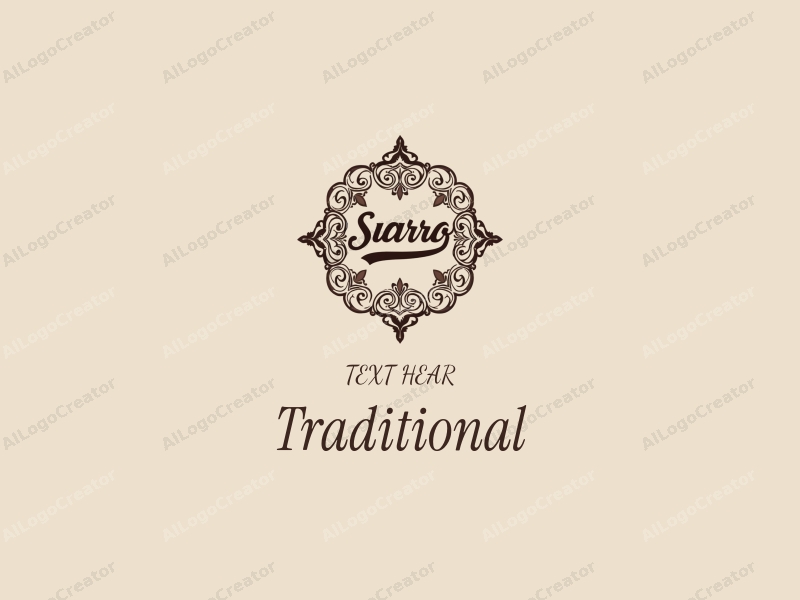 vintage design features traditional handcrafted elements, elegant calligraphy, and a harmonious blend of brown and beige colors combined with a clean background.