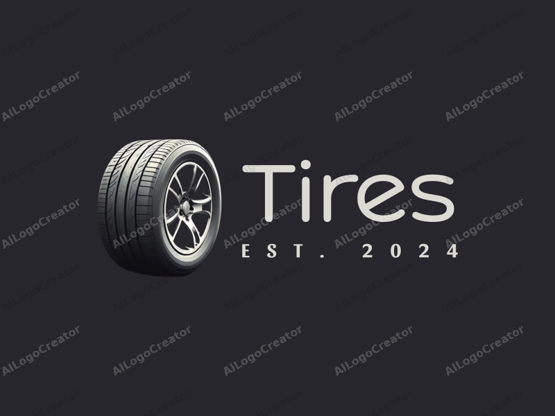 minimalist design features a stylized tire and car tire, combined with a modern design approach and a clean background.