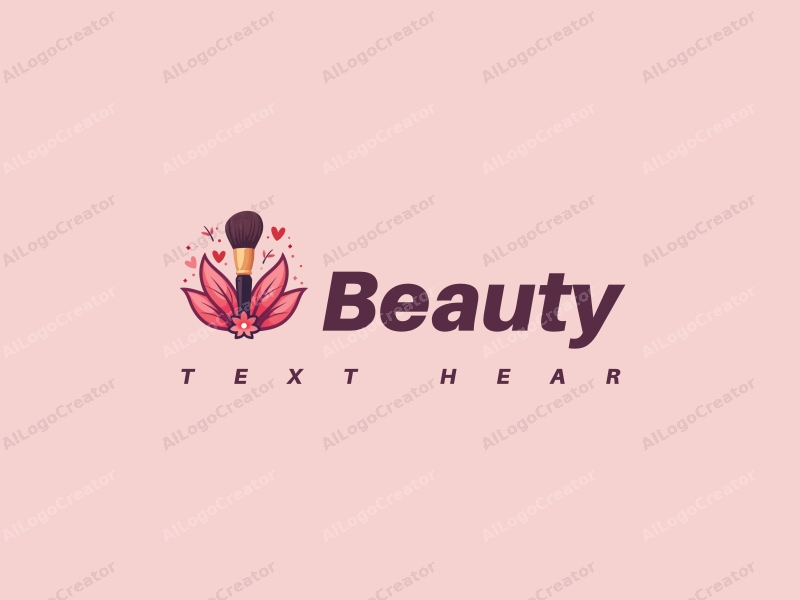 modern design features elegant petals, a stylized makeup brush, and beauty elements combined with a clean pink background.