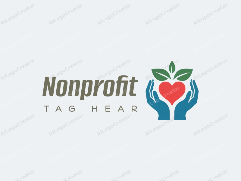 a modern minimalist design featuring a stylized heart and hands symbolizing charity and volunteer work, combined with a clean background in blue and green tones.