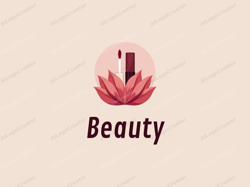 modern design features elegant petals, a stylized lip gloss tube, and a clean background combined with a harmonious composition.