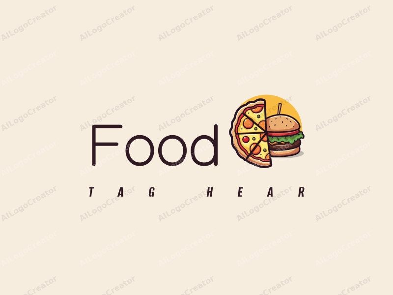 a modern design featuring a vibrant and colorful representation of a pizza and a burger, combined with a clean background and a harmonious layout.