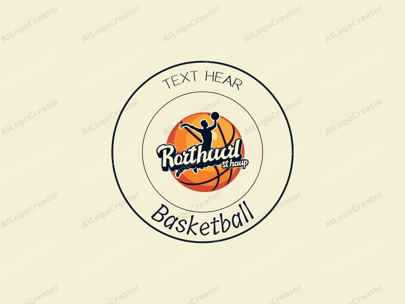 playful design features a stylized basketball, an athlete in motion, and a basketball court background combined with a clean and simple layout.