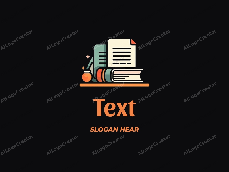 modern design features stylized text and documents, combined with abstract representations of books and folders, set against a clean black background.