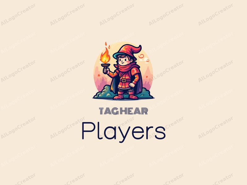 playful design features a vibrant and colorful representation of a player and game character, incorporating elements of an adventurer and a wizard, combined with a clean and simple background.