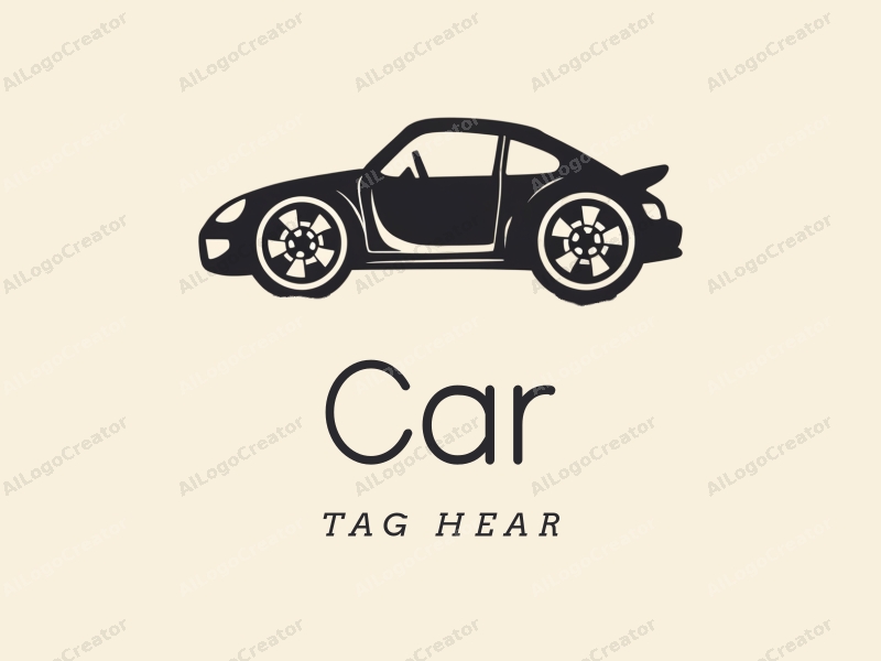 modern design features a stylized car silhouette, a tire, and a steering wheel, combined with a clean background.