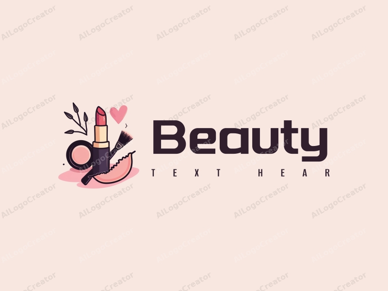 a modern design featuring elements of beauty and makeup, including a stylized lipstick and eyeshadow, combined with a clean background and a harmonious composition.