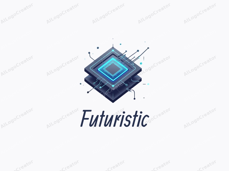 a modern design featuring futuristic elements like a stylized computer and chip, combined with a clean background and a focus on innovation.