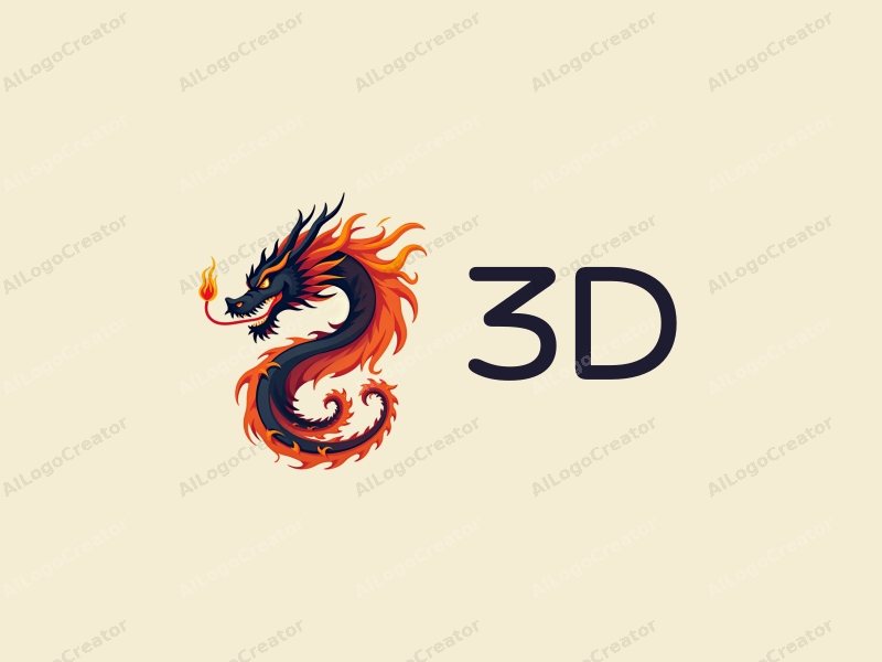 a modern design featuring a 3D dragon intertwined with dynamic flames, showcasing vibrant colors and a clean background.