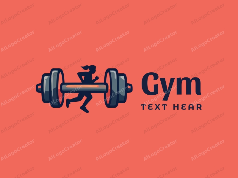 modern design features a stylized dumbbell and a dynamic runner silhouette, combined with a clean background and a harmonious layout.