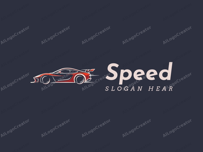 a modern design featuring dynamic lines representing speed, a stylized racing car silhouette, and an abstract engine shape, combined with a clean background.