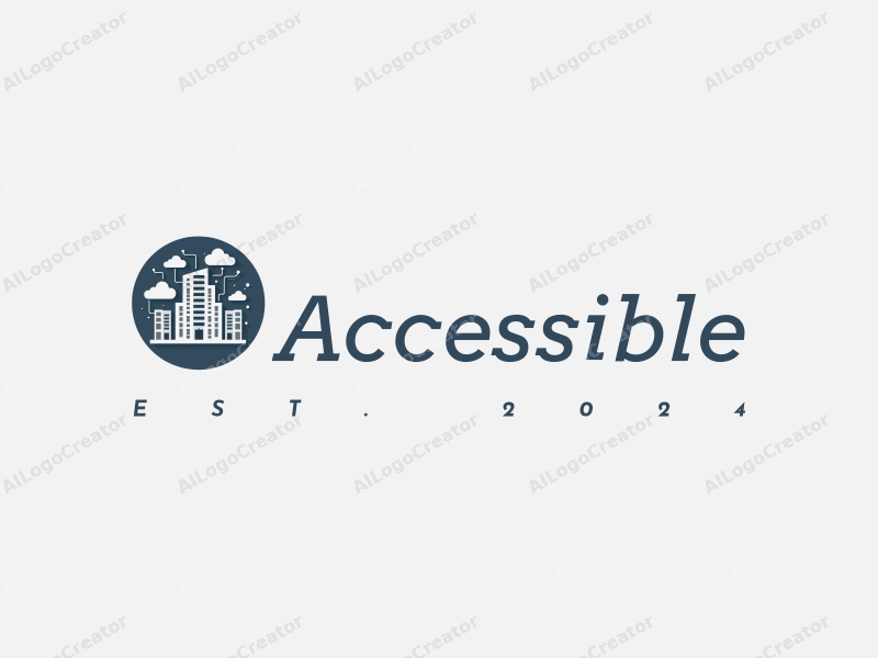 modern design features accessibility elements, a stylized representation of inclusive design, internet cloud connections, and modern architectural forms combined with a clean background.