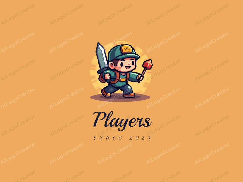 playful design features a vibrant color scheme, a stylized player character, and pixelated adventure elements combined with a clean background.