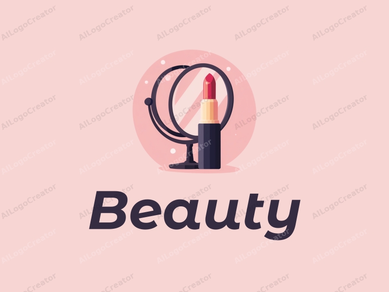 modern design features elegant lipstick and a stylized makeup mirror, combined with a clean background and a focus on beauty and makeup elements.