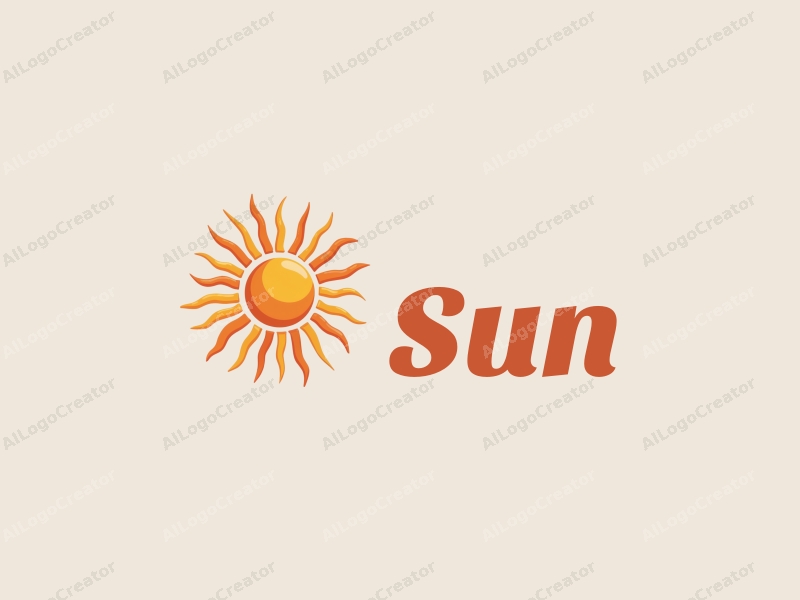 playful design features a stylized sun with rays of light radiating outward, incorporating elements of brilliance and warmth, combined with a clean background.