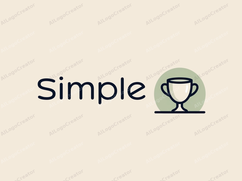 minimalist design features a stylized cup and trophy, combined with a clean background and simple lines.