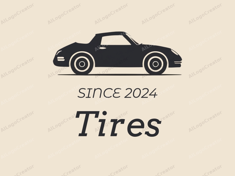 minimalist design features a stylized car silhouette, a tire, and a steering wheel, combined with a clean background.