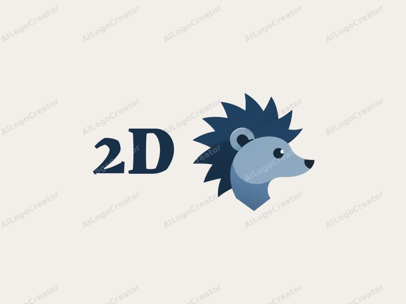 a modern minimalist design featuring a stylized hedgehog integrated with a shield, using a blue and gray color palette, combined with a clean background.